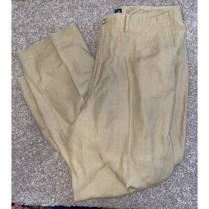 Polo Ralph Lauren 100% Linen Chino Trousers Mens 38x30 Beige Preppy Office Work